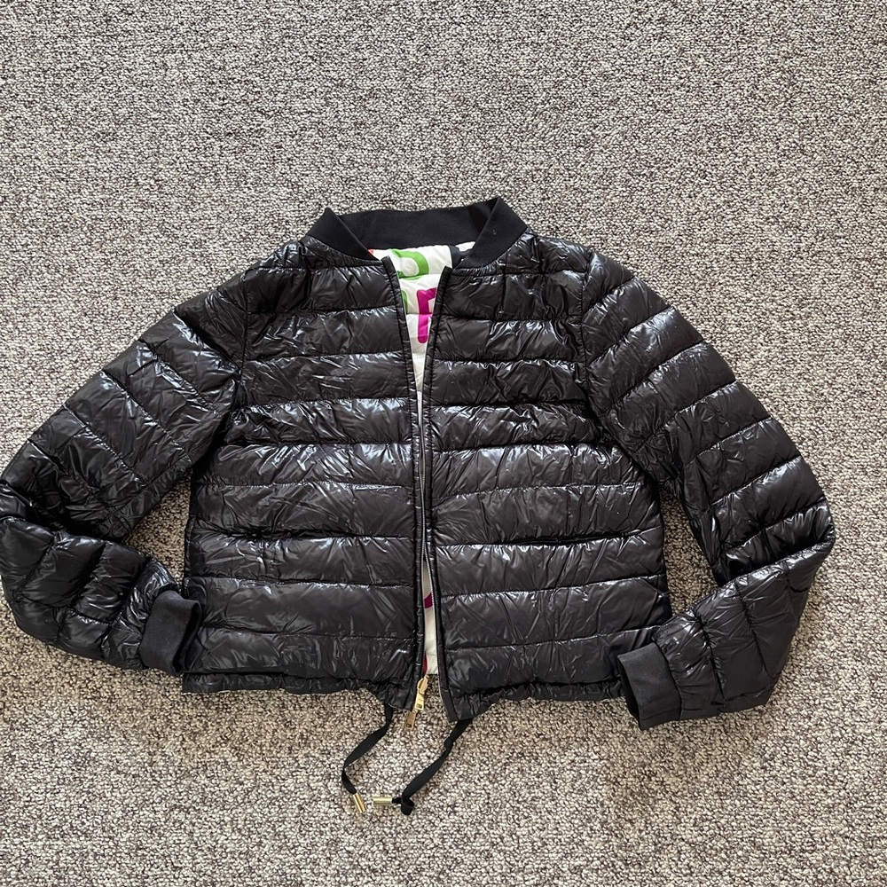 Herno Reversible Graffiti Black Bomber Padded Puffer Down Jacket 40 XS - Picture 5 of 6